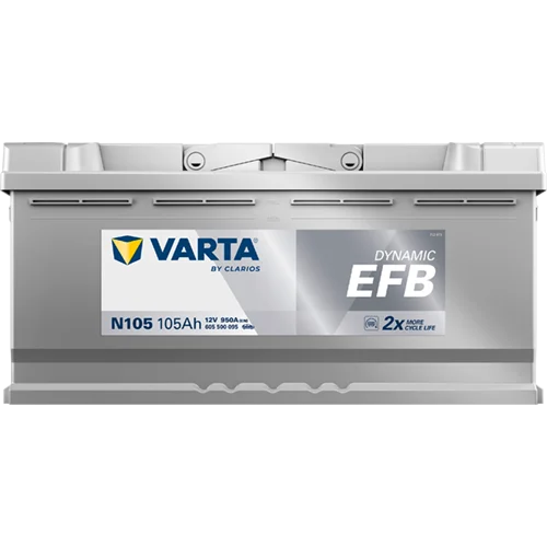 Аккумулятор VARTA Dynamic EFB N105 105Ah 950A 393х175х190 «-+» — изображение 2